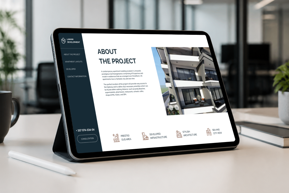 Изображение апартаментов на Кипре. Кейс о лендинг пейдж для «Apartments in Cyprus»
